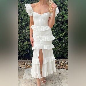 Small Mabel White Ruffle Dress